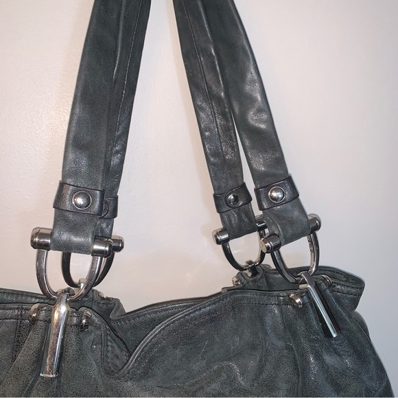 B. Makowsky Dark Gray Leather Shoulder Bag - Picture 14 of 14